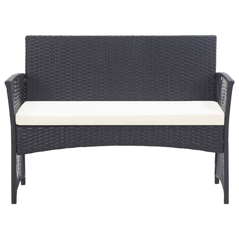 vidaXL 4 Piece Garden Lounge Set with Cushion Poly Rattan Black