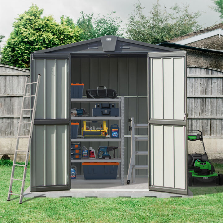 Metal Outdoor Storage Shed with Lockable Double Door
