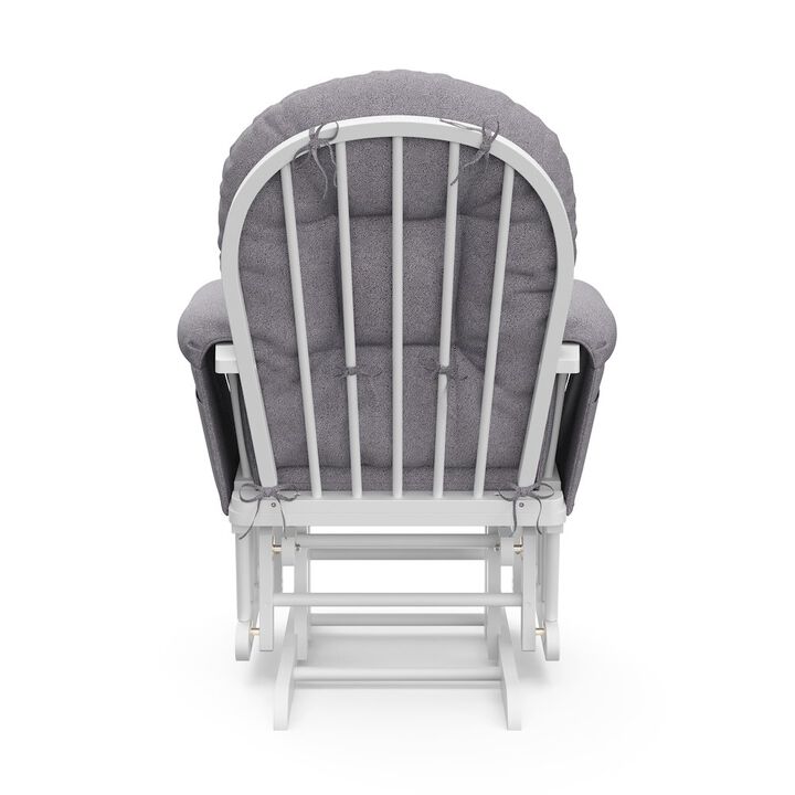 Storkcraft Hoop Glider and Ottoman - White with Gray Swirl