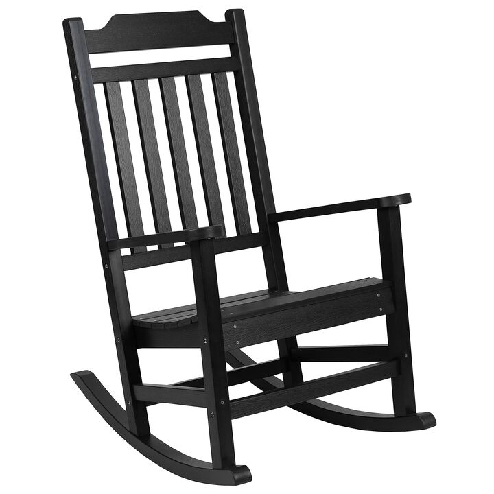 Flash Furniture Winston All-Weather Poly Resin Rocking Chair in Black