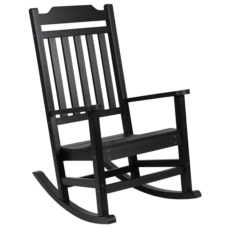 Flash Furniture Winston All-Weather Poly Resin Rocking Chair in Black