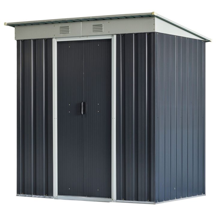 Black Backyard Storage: 6'x4' Garden Tool Shed with Air Vents