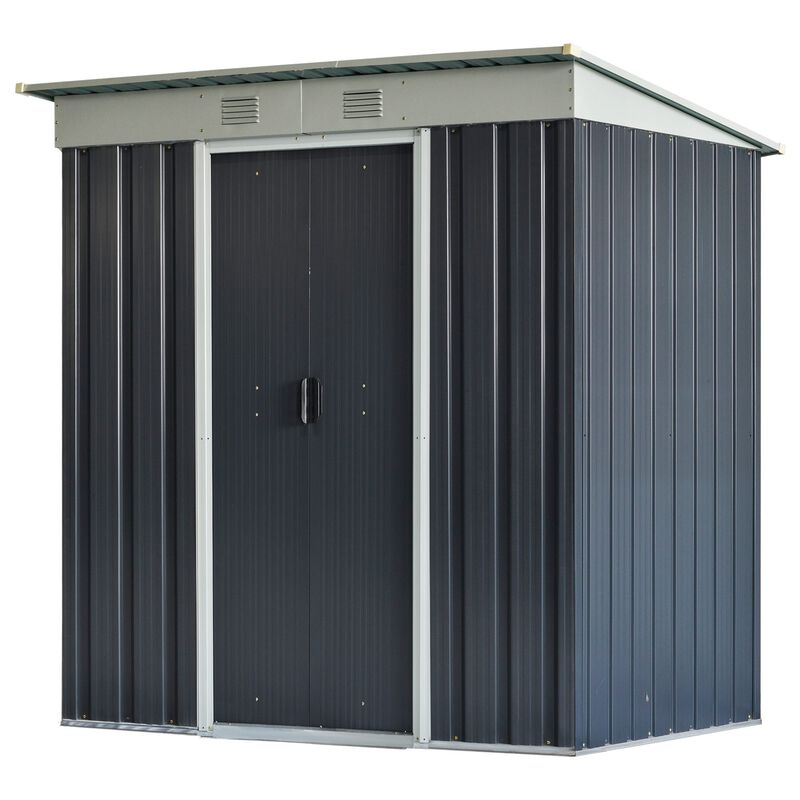 Black Backyard Storage: 6'x4' Garden Tool Shed with Air Vents