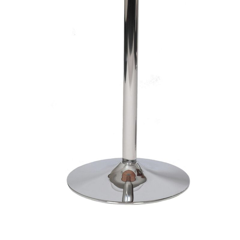 42 Inch High Bar Table, Walnut Brown Round Top, Modern Metal Pedestal Base - Benzara