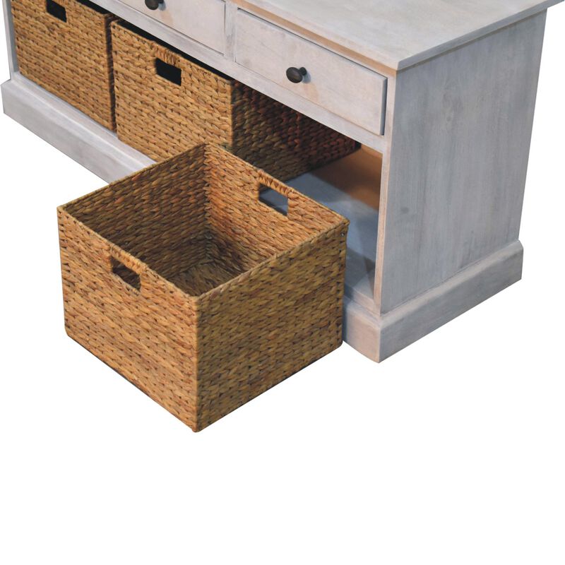 Artisan Furniture Solid Wood Acid Wash Basket Storage Cabinet