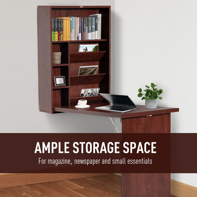 Wall Mount Writing Table Convertible Folding Computer Desk Storage Home Office