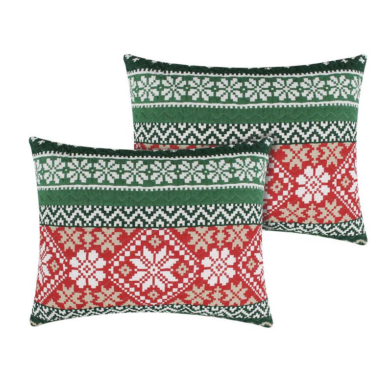 Greenland Home Fashion Fair Isle Ultra Comfortable Pillow Sham Standard Red