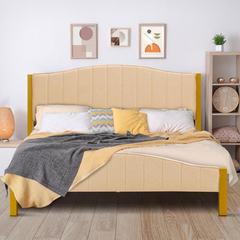 Hivvago Upholstered Bed Frame with Quilted Headboard