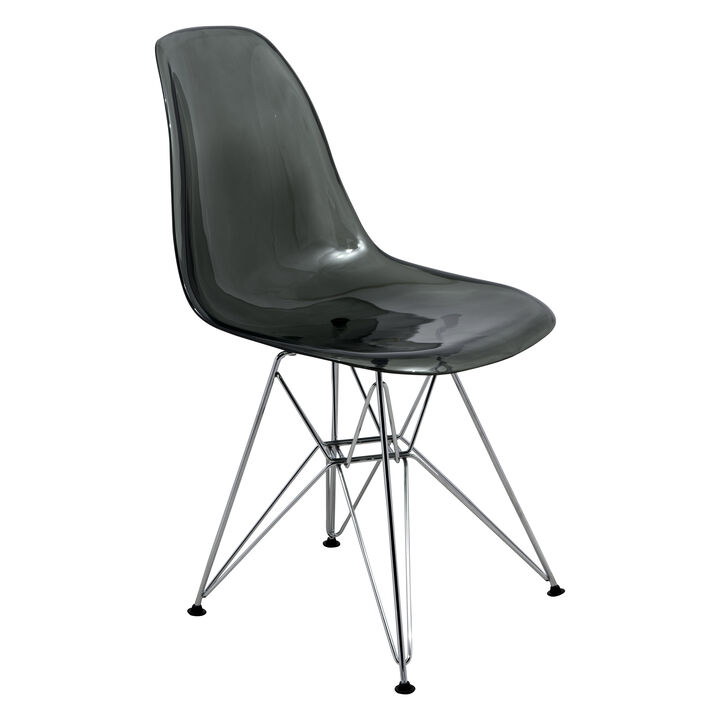 LeisureMod Cresco Molded Eiffel Base Dining Side Chair in Clear