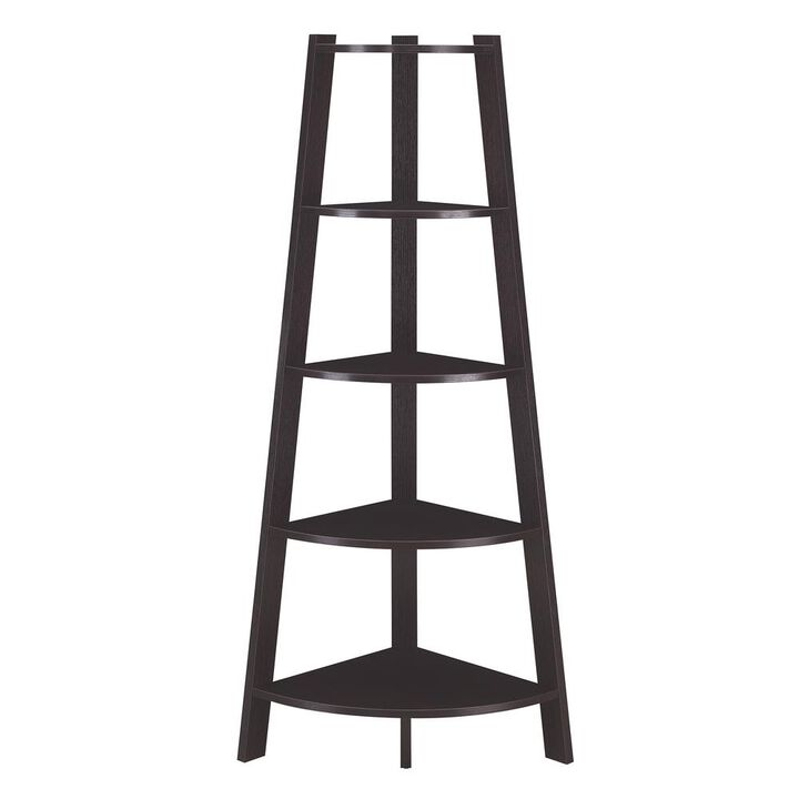 Convenience Concepts Newport 5 Tier Wide Corner Bookcase, Espresso
