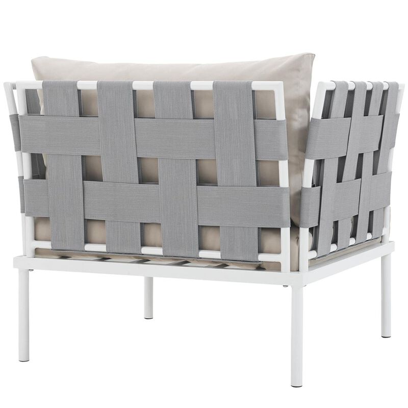 Modway EEI-2602-WHI-BEI MO-EEI-2602-WHI-BEI Harmony Outdoor Patio Aluminum, Armchair, White Beige