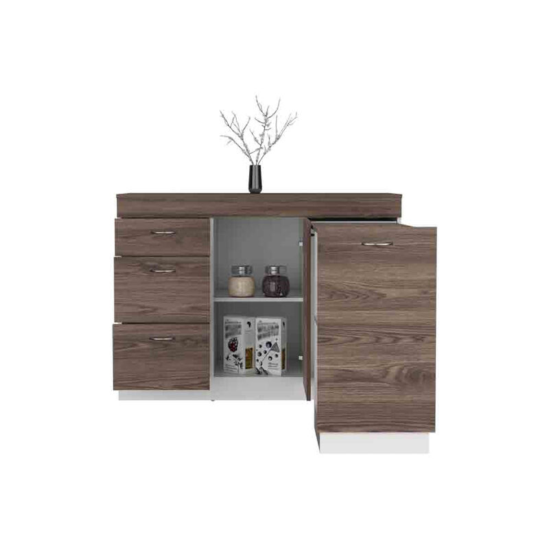 Kitchen Island Metask, Kitchen, White / Dark Walnut