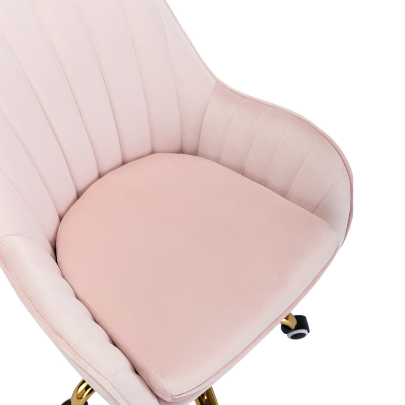Velvet Home Office Chair with Wheels and Side Arms