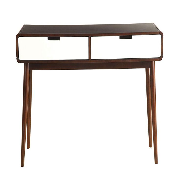 Beautiful Sofa Table With 2 Drawers, Espresso & White-Benzara