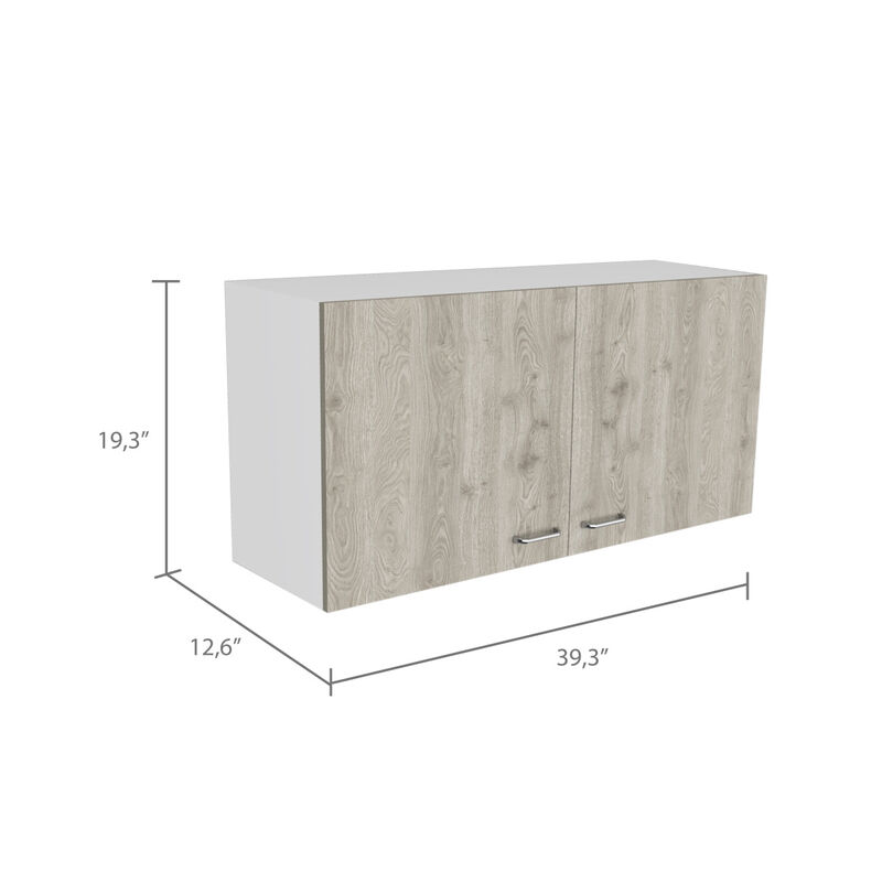 Napoles Wall Cabinet, Two Shelves, Double Door - White Light Gray