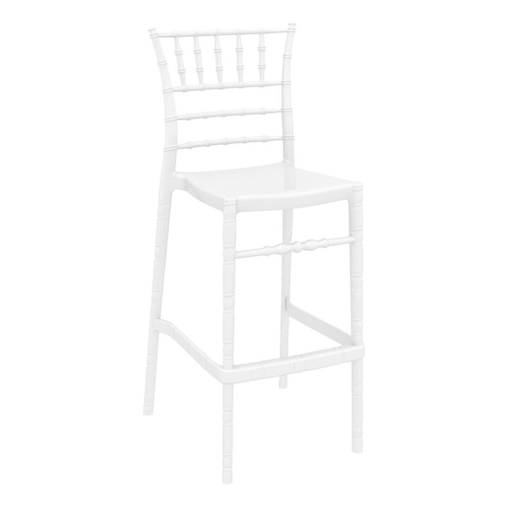 44.5" White Glossy Outdoor Patio Bar Stool