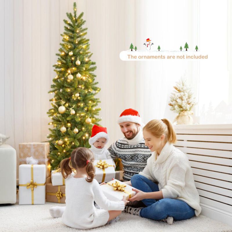 Hivvago 7.5 Feet Pre-lit Full Artificial Christmas Tree with Warm White and Multi-color LED Lights