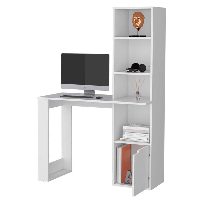 Peterson Computer Desk With 4-Tier Bookcase And 1-Door Cabinet