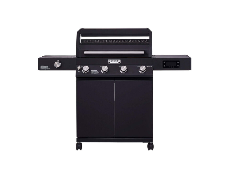 Monument Grills Denali Series | 4 Burner Smart Black Powder-Coated Propane Gas Grill