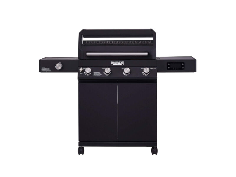 Monument Grills Denali Series | 4 Burner Smart Black Powder-Coated Propane Gas Grill
