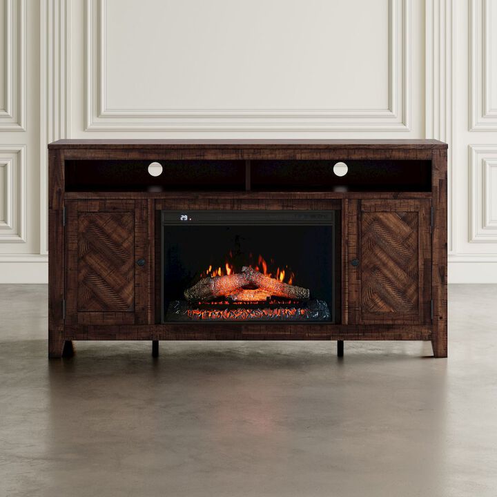 Jofran 60 Chevron Fireplace Storage Console TV Stand