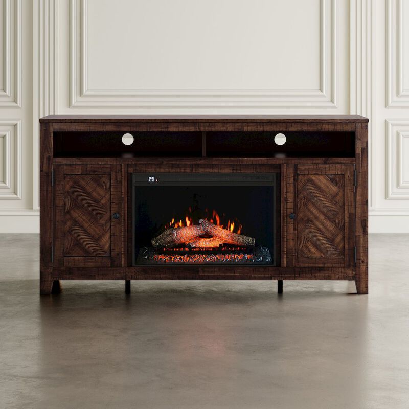 Jofran 60 Chevron Fireplace Storage Console TV Stand