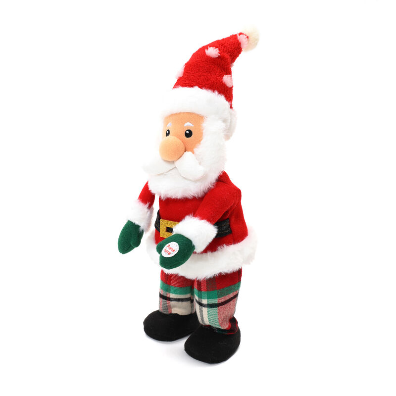 LuxenHome Animated Singing 16" Tall Santa Holiday Decoration, Battery Operated
