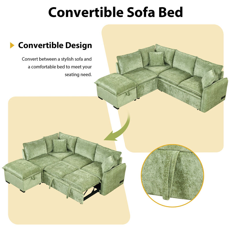 Merax L-shape Convertible Sofa Bed Sectional Sofa
