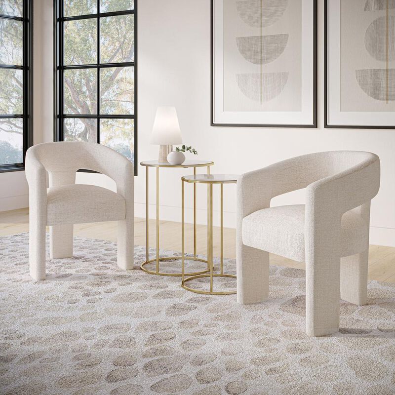 Jofran Modern Luxury Jacquard Fabric Upholstered Sculpture Armchair