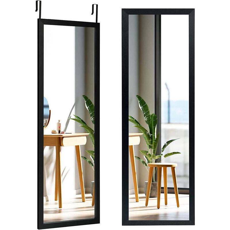 Hivvago Black Full Length Bedroom Mirror with Over the Door or Wall Mounted Design