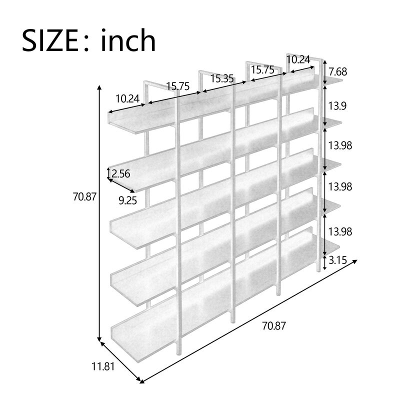Merax Industrial  5 Tier Bookcase Open Bookshelf