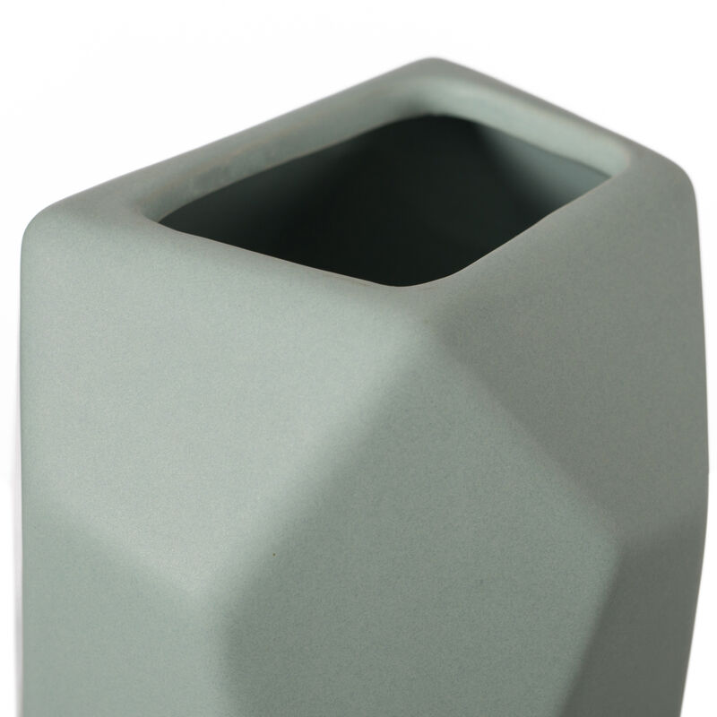 8" H Decorative Ceramic Multi Paned Vase, Modern Style Centerpiece Table Vase White, Medium