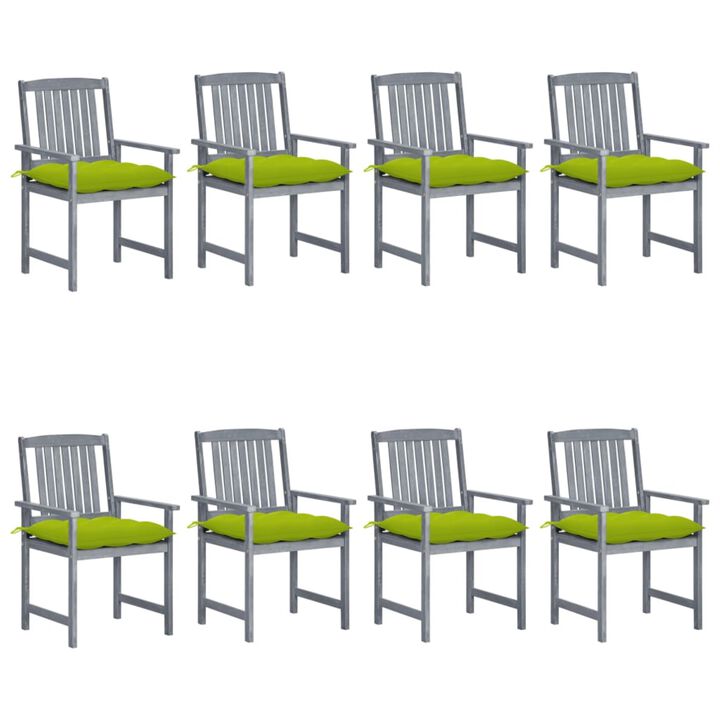 vidaXL Garden Chairs with Cushions 8 pcs Solid Acacia Wood Gray