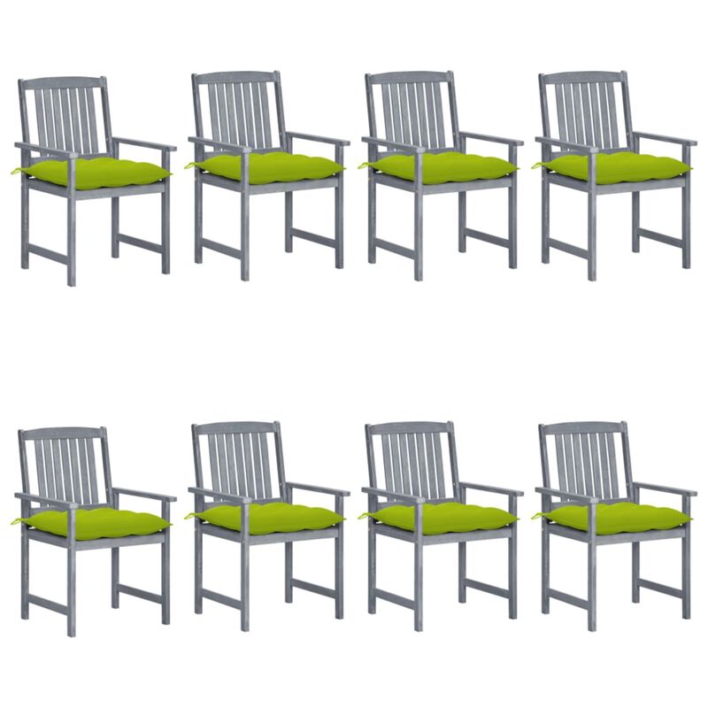 vidaXL Garden Chairs with Cushions 8 pcs Solid Acacia Wood Gray