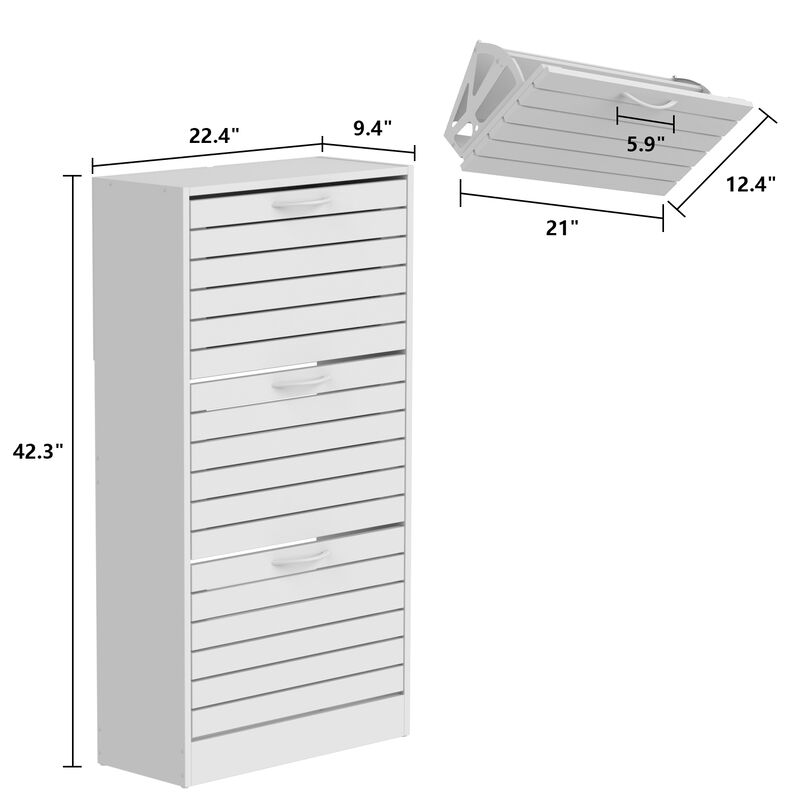 42.3 in. H x 22.4 in. W Yellow Wooden Shoes Storage Cabinet, with 3-Drawers for Entryway Hallway