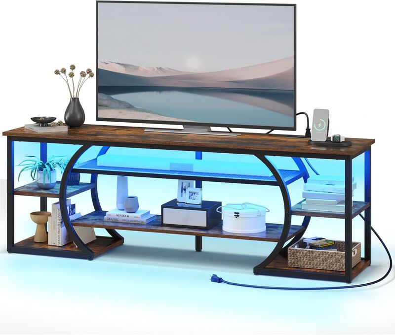 TV Stand for 65/70Inch TV,LED TV Stands fo Living Room w/Power Outlet