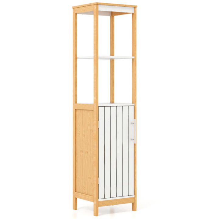 Hivvago Bathroom Floor Cabinet with Door Shelves Adjustable Shelf