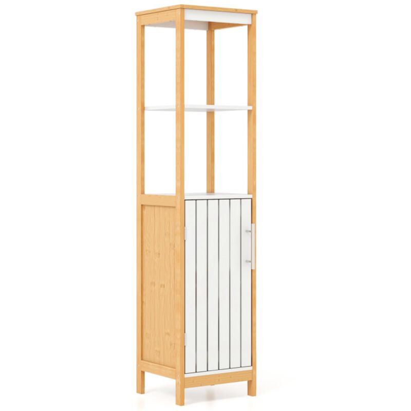 Hivvago Bathroom Floor Cabinet with Door Shelves Adjustable Shelf