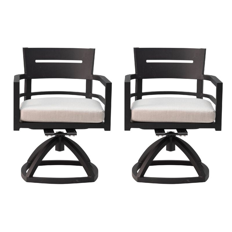 MONDAWE 2 Pieces Outdoor Patio Aluminum Swivel Rocker Chairs with Outdoor-grade Sunbrella Fabric Cushions,Ember Black