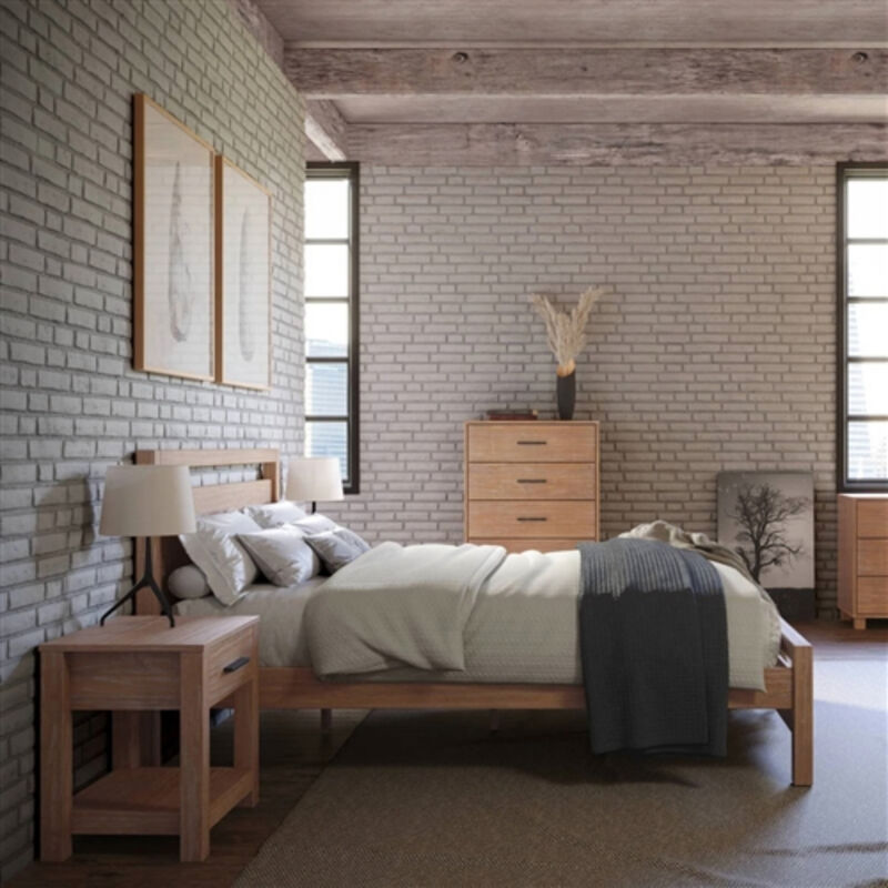 Farmhouse Solid Wood Platform Bed Frame with Headboard Footboard