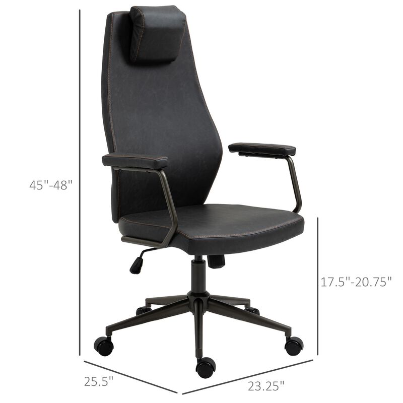 Black Executive Seat: High-Back Leather Ergonomic Office Chair