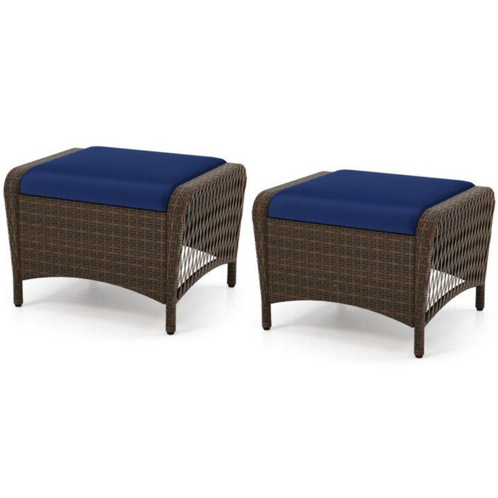 Outdoor Patio Ottomans with Removable Cushions for Garden or Backyard Seating