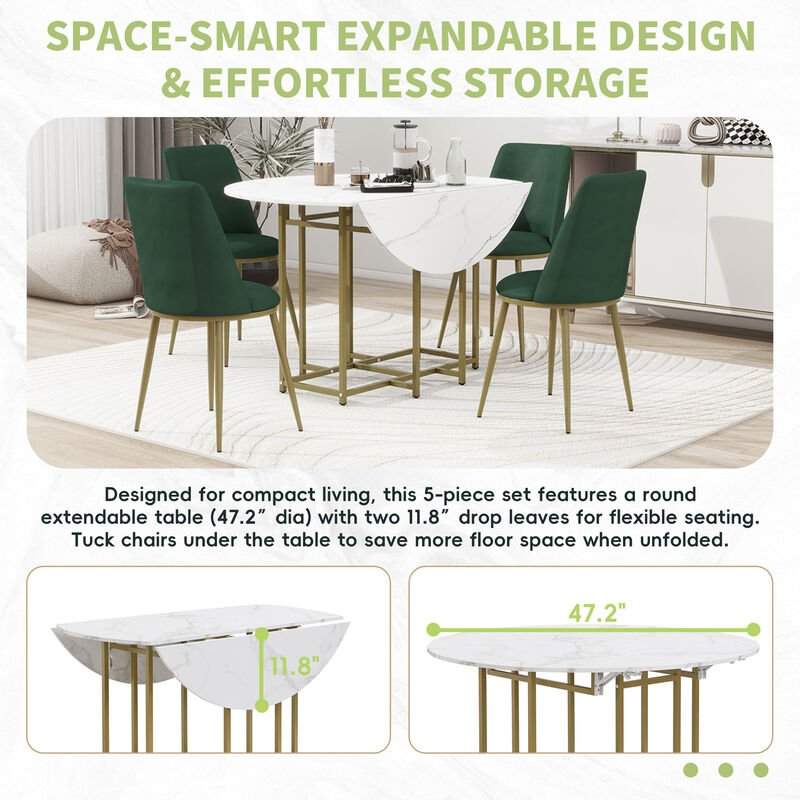 Merax 5-Piece Extendable Kitchen Dining Table Chairs Set