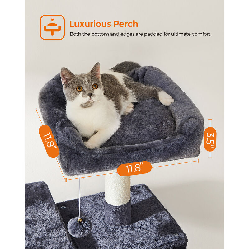 Large Cat Tree - 64.6-Inch Cat Tower with Hammock and Activity Center