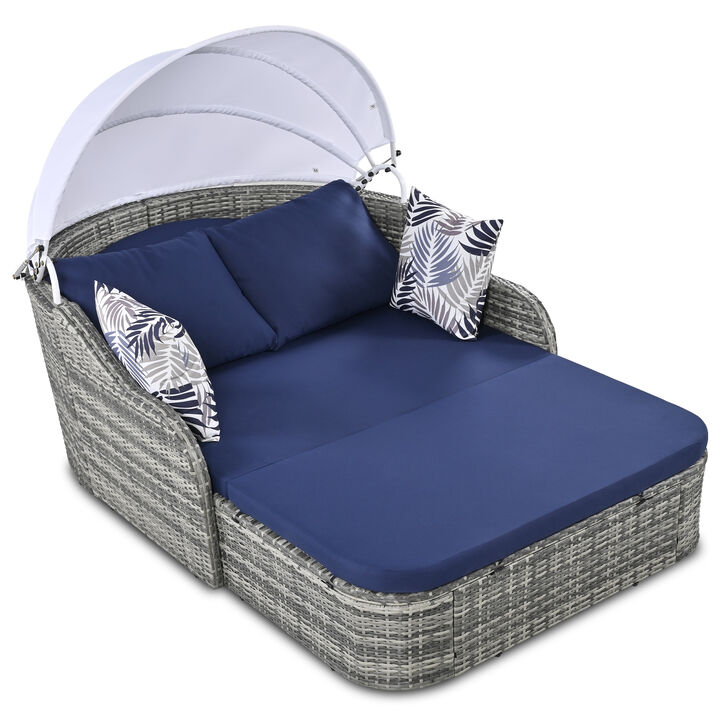 Merax Outdoor Sunbed with Adjustable Canopy