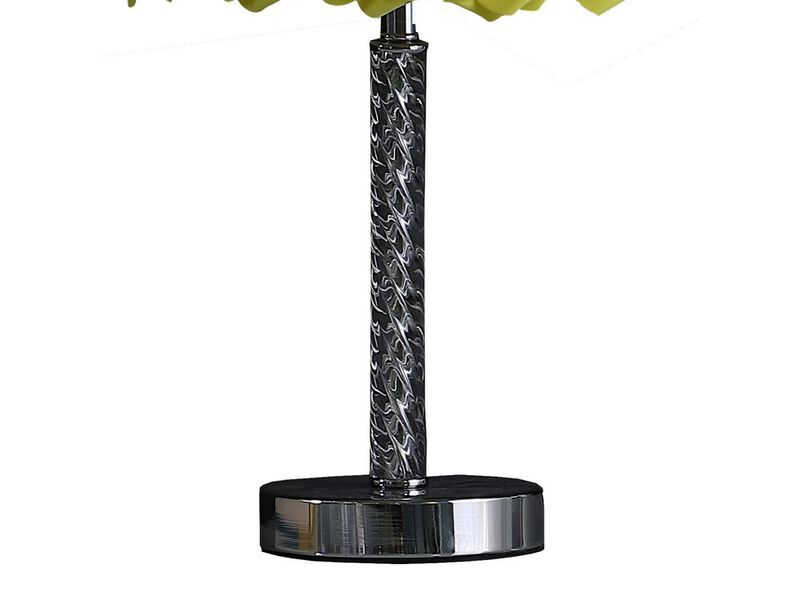 Bloom Roses Drum Shade Table Lamp with Twisted Acrylic Base, Yellow - Benzara