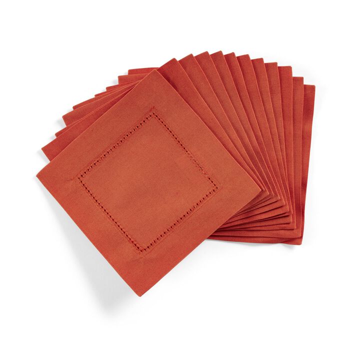 Solino Home Cotton Linen 6 x 6 Inch Cocktail Napkins Set of 14