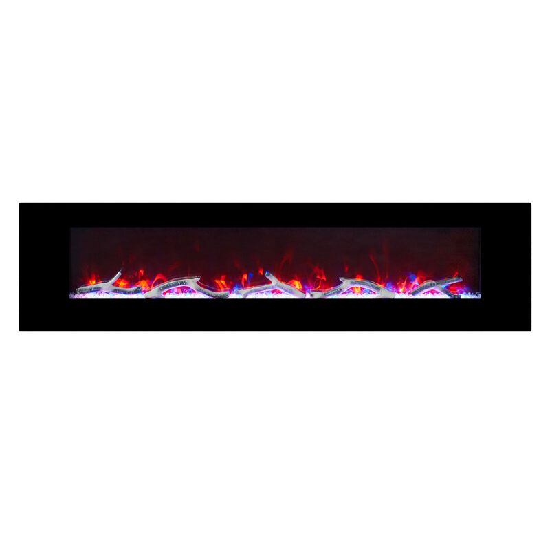 72 Inch 1500W Wall-Mount Fireplace with Multicolor Flame
