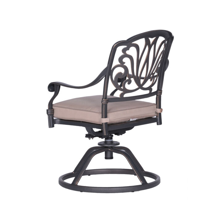 Patio Outdoor Aluminum Dining Swivel Rocker Chairs With Cushion, Set Of 2