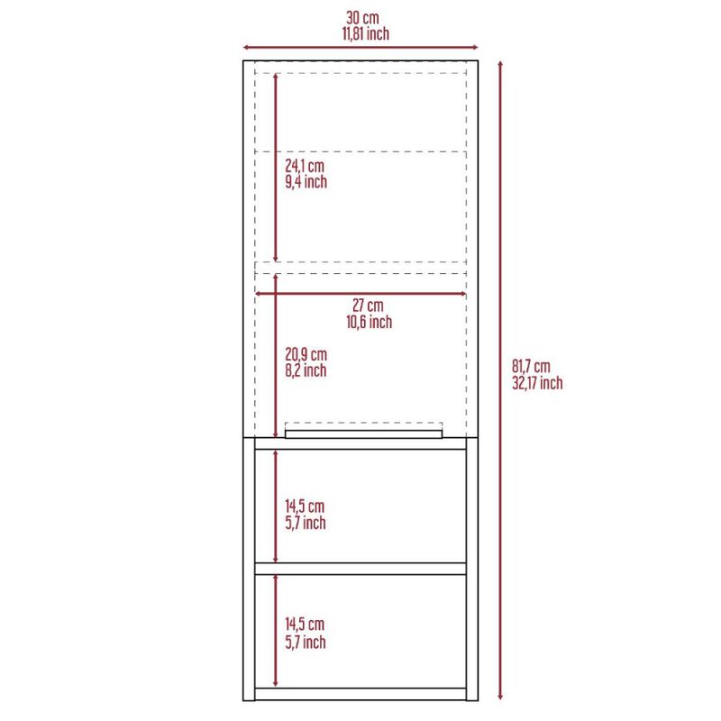 Mila Bathroom Cabinet, Two Interior Shelves, Two External Shelves, Single Door Cabinet - Smokey Oak